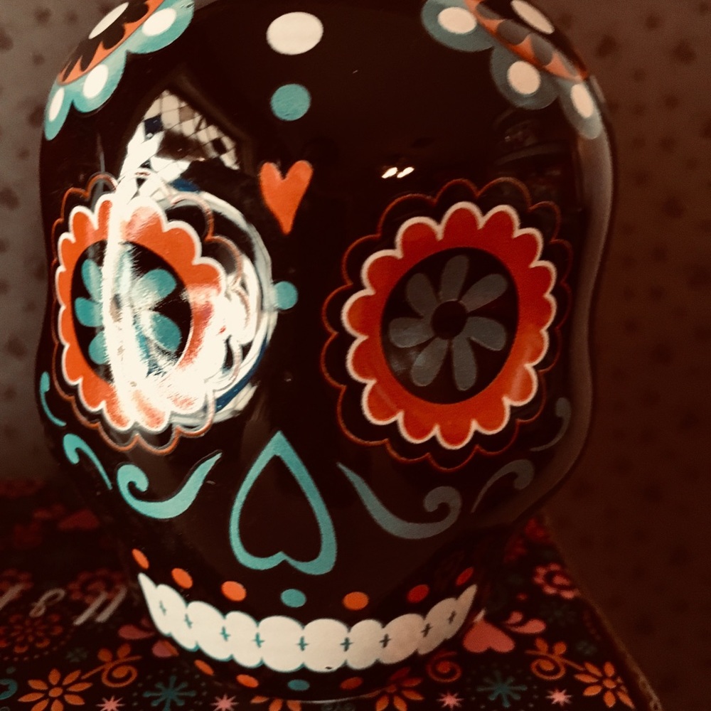 Halloween Black Orange Ceramic Sugar Skull Shakers - Picture 4 of 7